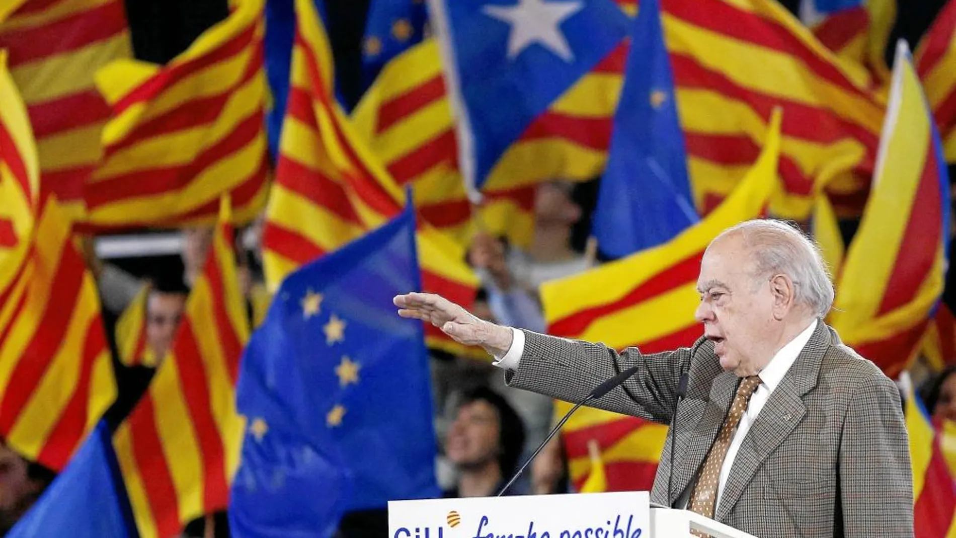 El ex presidente de la Generalitat en un mitin de campaña de CiU