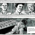 Una página de la historia que narra los abusos sufridos en prisión por los internos. Imagen: Bruno y David Cénou