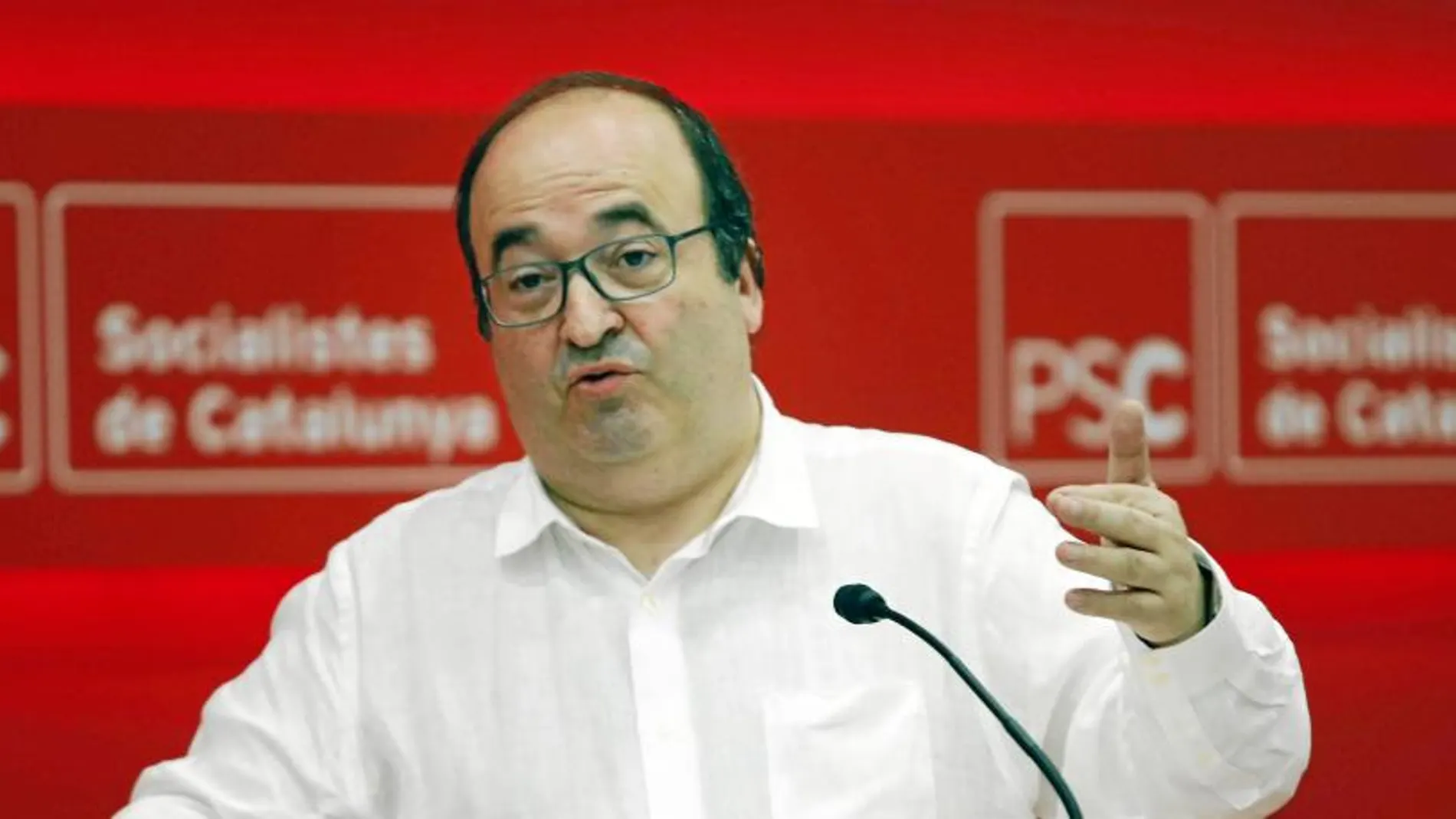 El primer secretario del PSC, Miquel Iceta, ayer en su intervención ante el Consell Nacional en la sede de los socialistas catalanes