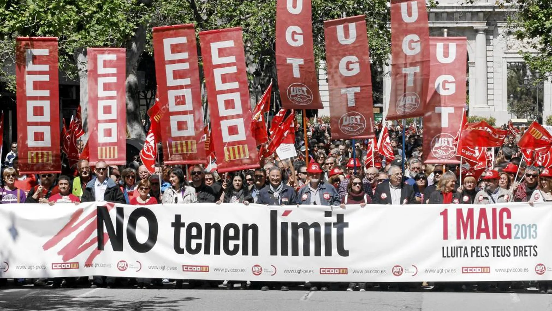 Imagen de una manifestación del 1 de mayo en Valencia, antes del coronavirus