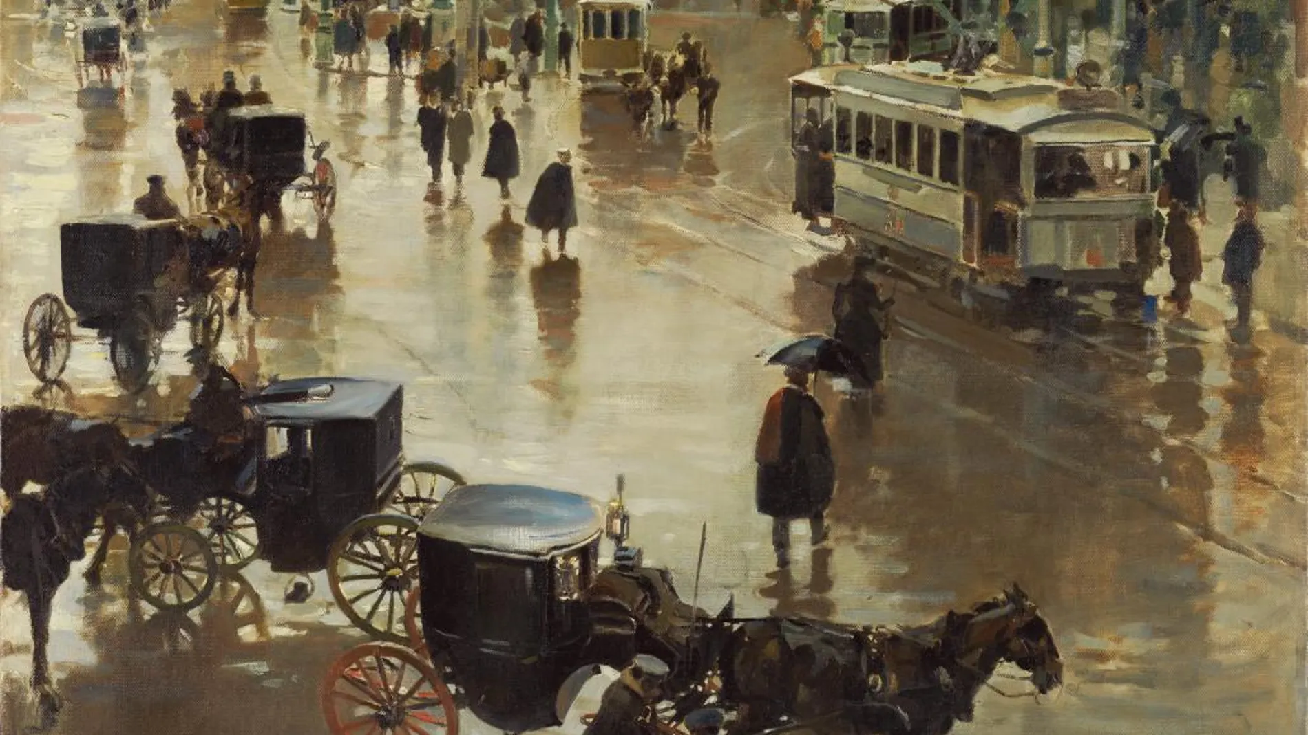 “Un día de lluvia en Madrid”, de Enrique Martínez Cubells. Año 1902