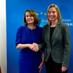 Nancy Pelosi y Federica Mogherini, este martes en Bruselas / EFE