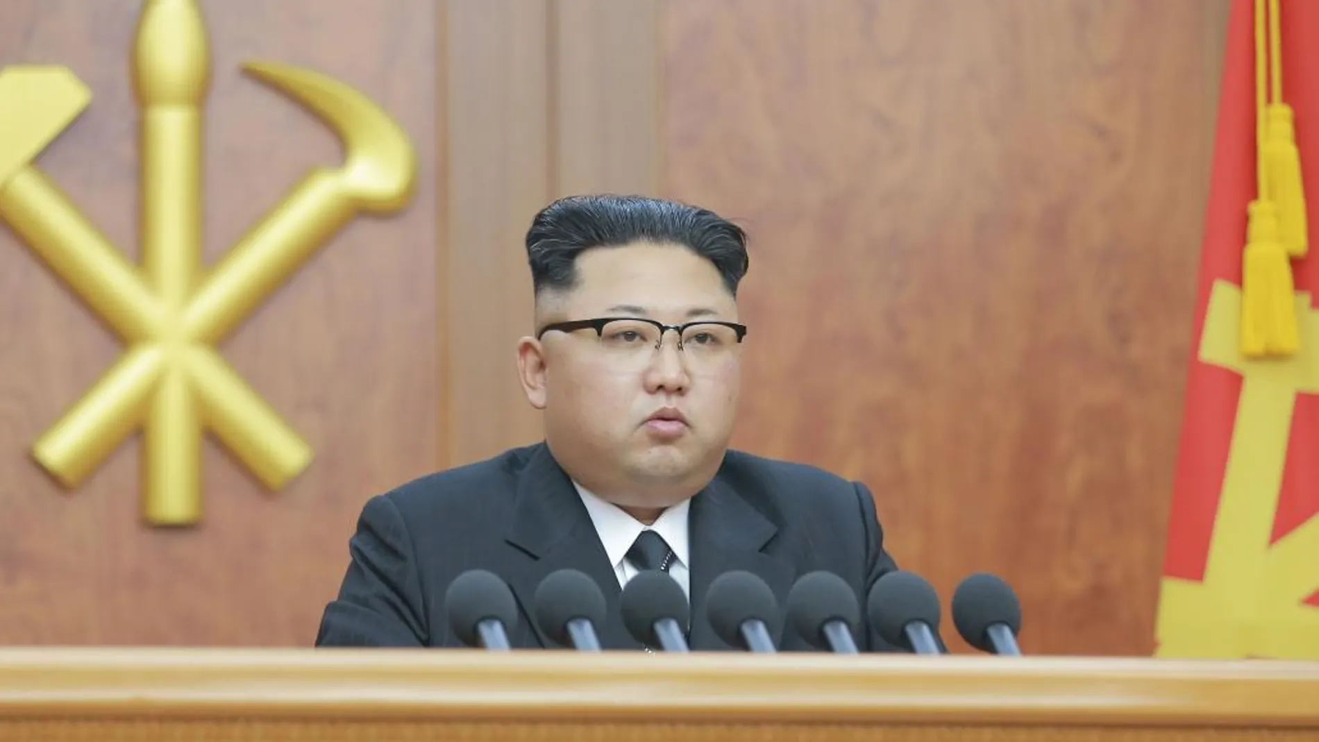 El líder de Corea del Norte, Kim Jong Un, durante el discurso de año nuevo