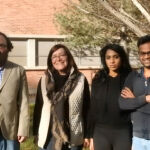 De izquierda a derecha, Álvarez-Ponce, Patricia Berninsone, Asmita Kulkarni y Sateesh Peri, investigadores del estudio / Universidad de Nevada
