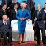 De izda. a dcha., Wolfgang Schaule, Christine Lagarde y Ángel Gurria