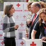 La Reina Letizia, ayer a su llegada a México, donde se reunió con varios voluntarios de la Cruz Roja