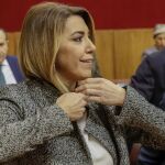 Susana Díaz, tras la sesión constitutiva de la XI legislatura en el Parlamento de Andalucía. EFE/Julio Muñoz