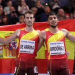 Saul Ordonez, plata, junto al también español Alvaro De Arriba, cuarto, tras la prueba de 800 metros. Ap