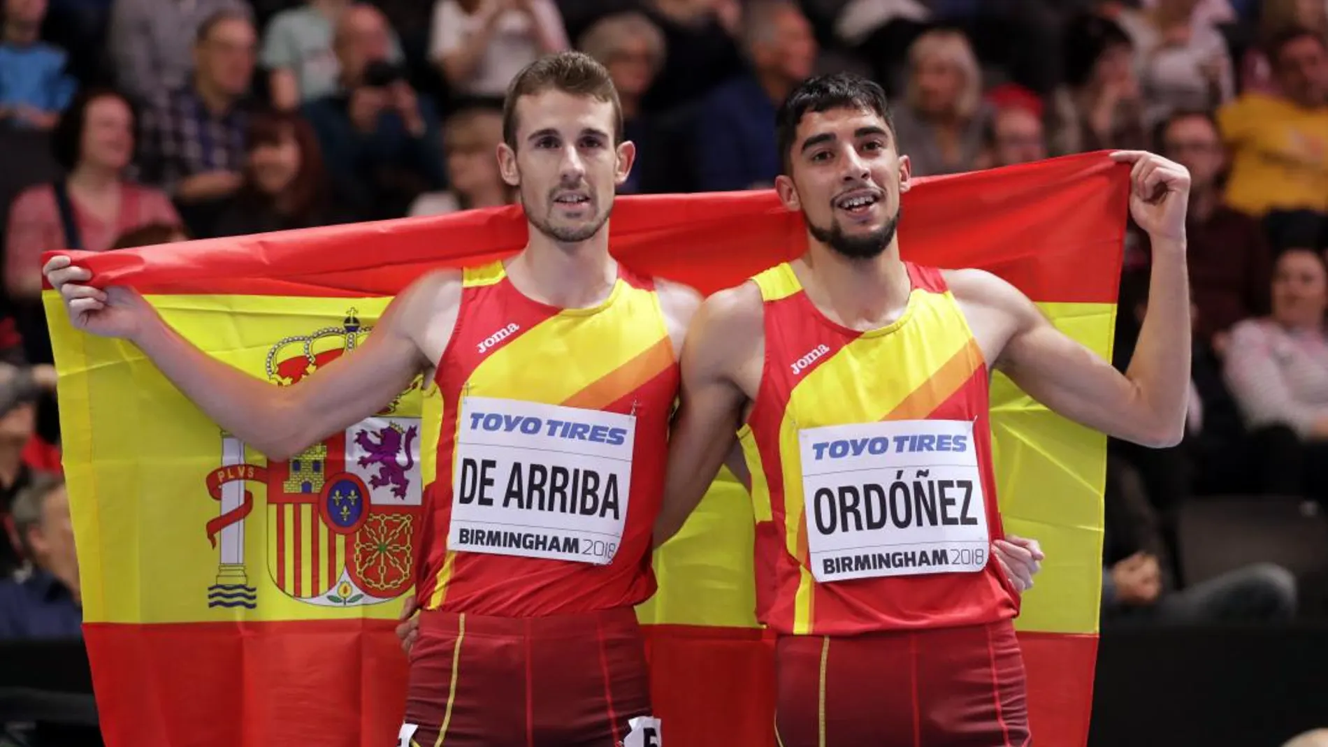 Saul Ordonez, plata, junto al también español Alvaro De Arriba, cuarto, tras la prueba de 800 metros. Ap