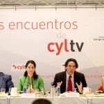 José Antonio Salvador, Irene Núñez, Percival Manglano y la periodista de CyLTV Estefanía Urueña, durante la jornada sobre horarios comerciales
