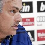 José Mourinho, durante su comparecencia de ayer ante los medios en Valdebebas