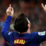 Lionel Messi celebra su gol ante el Atlético de Madrid.EFE/Alejandro García
