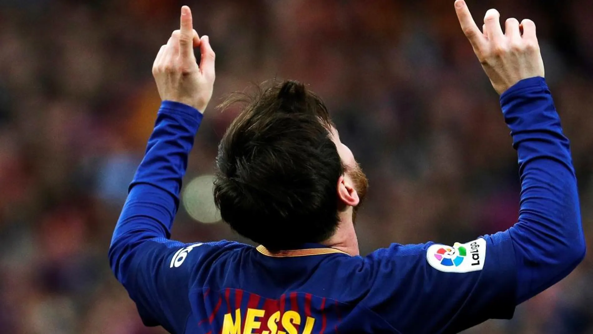 Lionel Messi celebra su gol ante el Atlético de Madrid.EFE/Alejandro García
