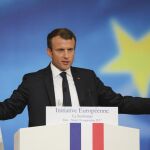 El presidente francés, Emmanuel Macron, durante su discurso