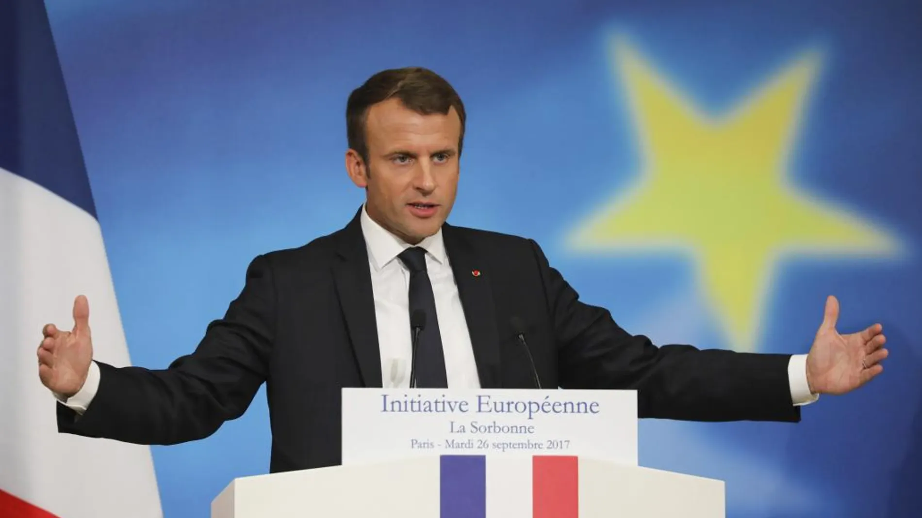 El presidente francés, Emmanuel Macron, durante su discurso
