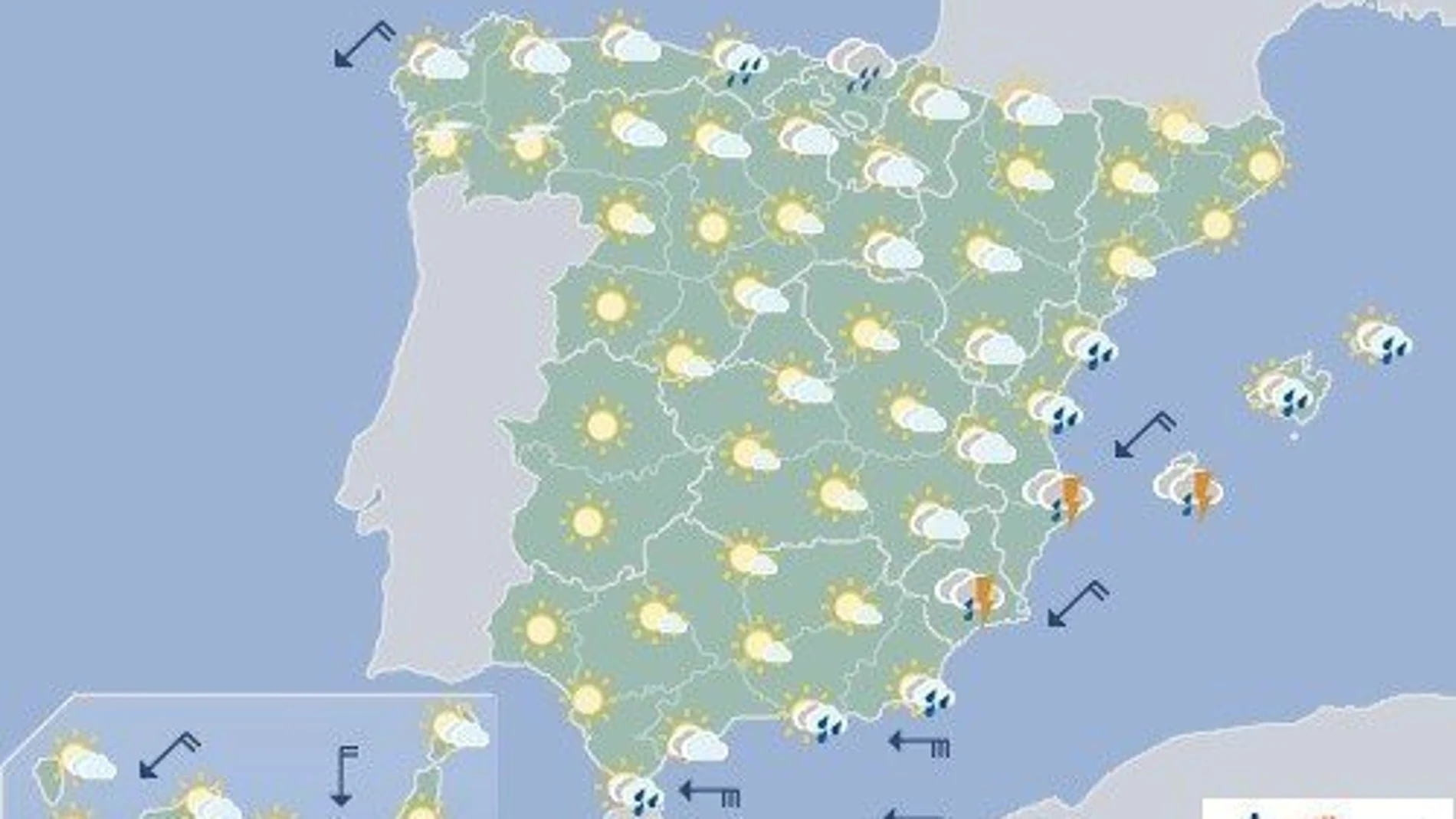 Cielos generalmente despejados y nubes en el Mediterráneo en la jornada de mañana