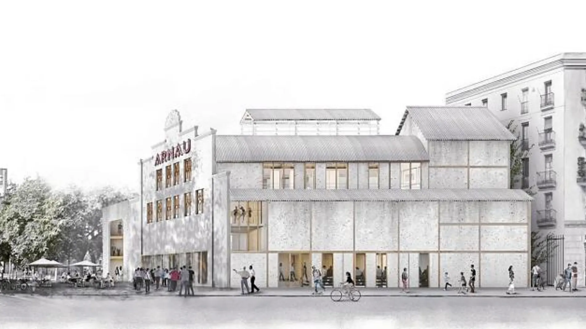 Una imagen de la fachada del Teatre Arnau, según el proyecto para su remodelación