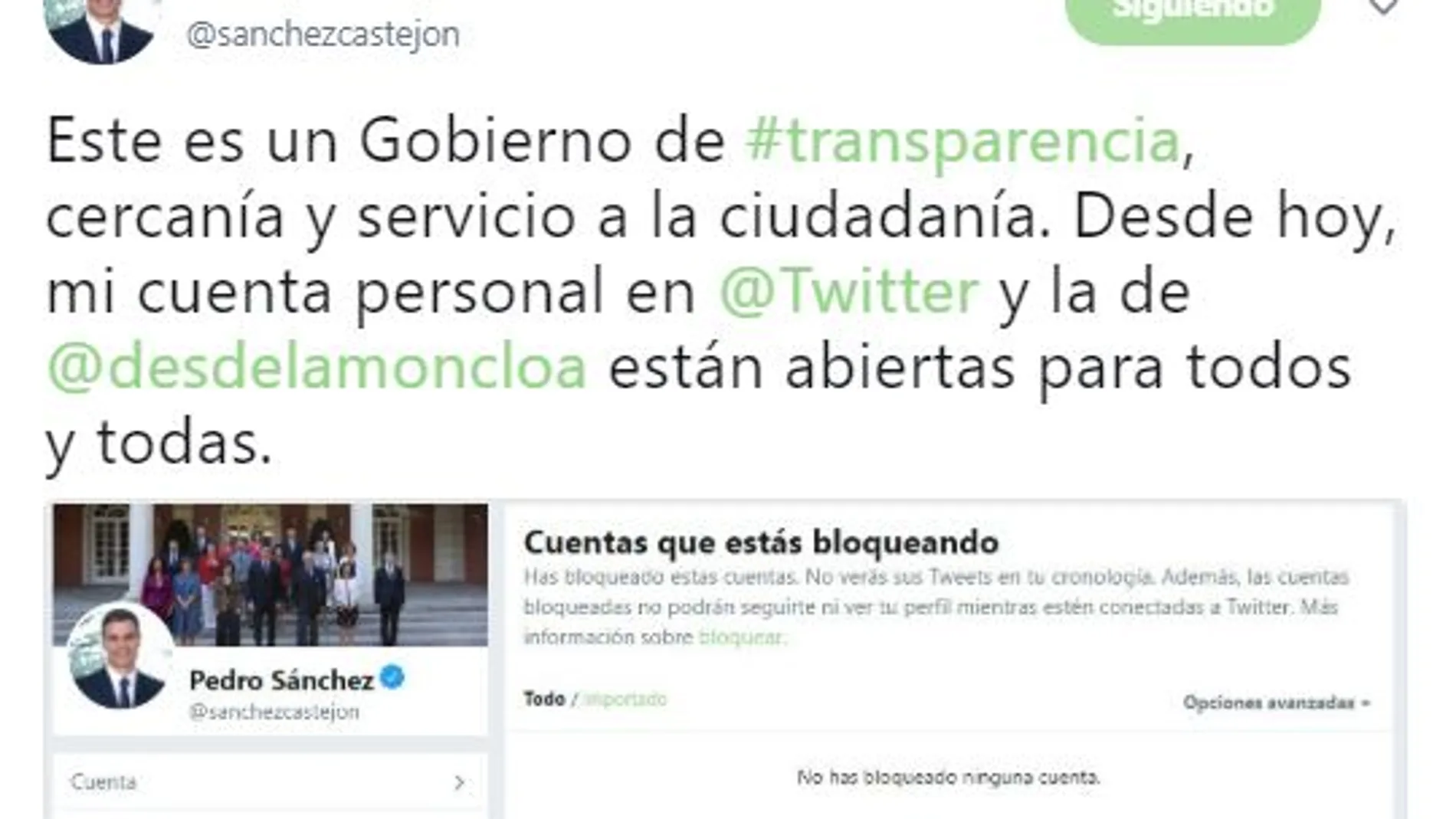 Tweet de Pedro Sánchez