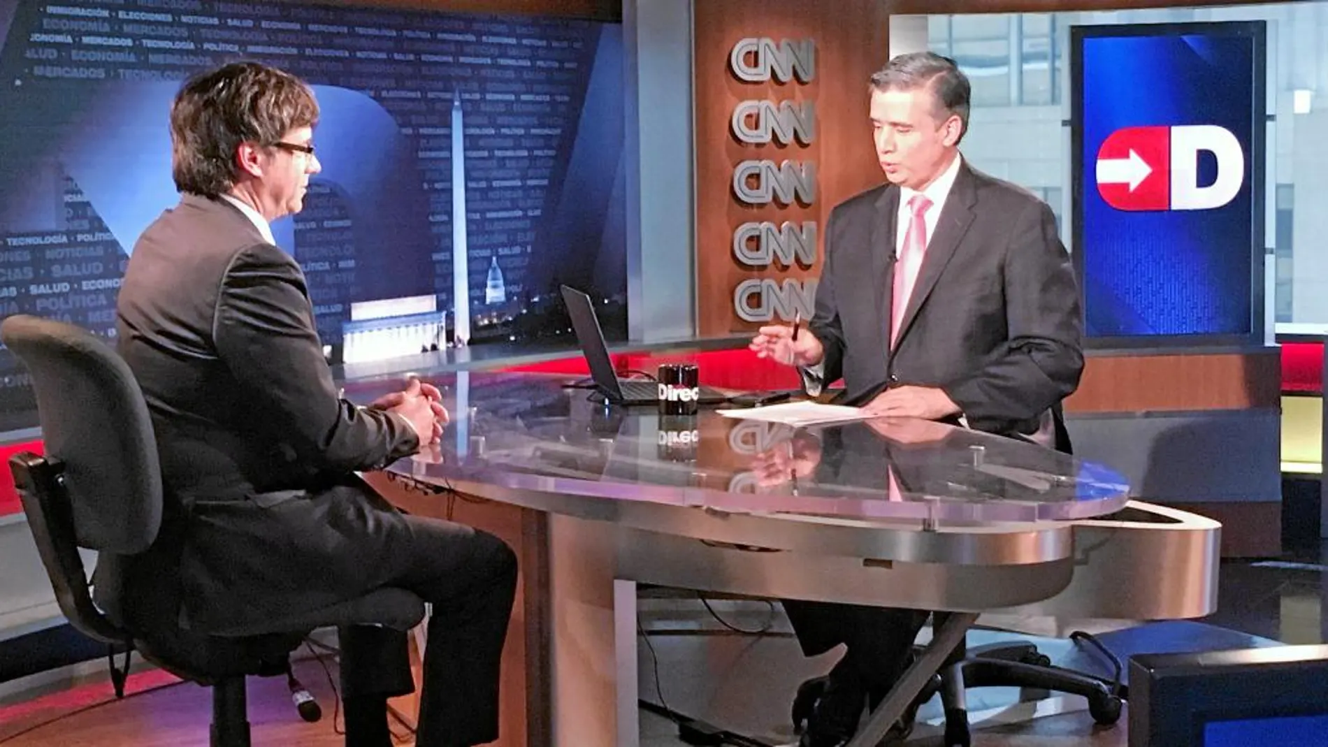 Puigdemont, durante una entrevista con la CNN