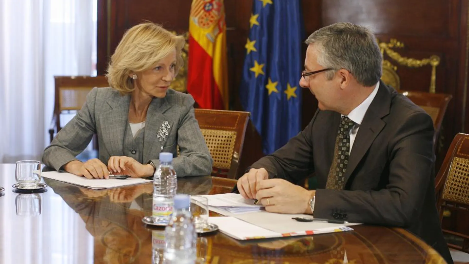 El ex ministro de Fomento José Blanco, junto a la ex vicepresidenta económica Elena Salgado