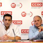 Los responsables de CCOO y UGT, Vicente Andrés y Faustino Temprano, denuncian la «precariedad laboral»
