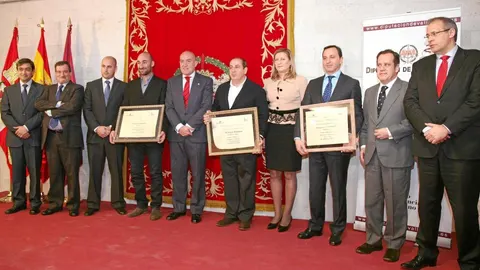La consejera Pilar del Olmo, Jesús Julio Carnero y Pablo Martín, entre otros, junto a los premiados