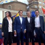 Isabel Franco, Albert Rivera, Miguel Garaulet y Edmundo Bal ayer en la Plaza Europa de Murcia