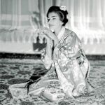 Maria Callas, caracterizada como Cio-Cio San en «Madama Butterfly»