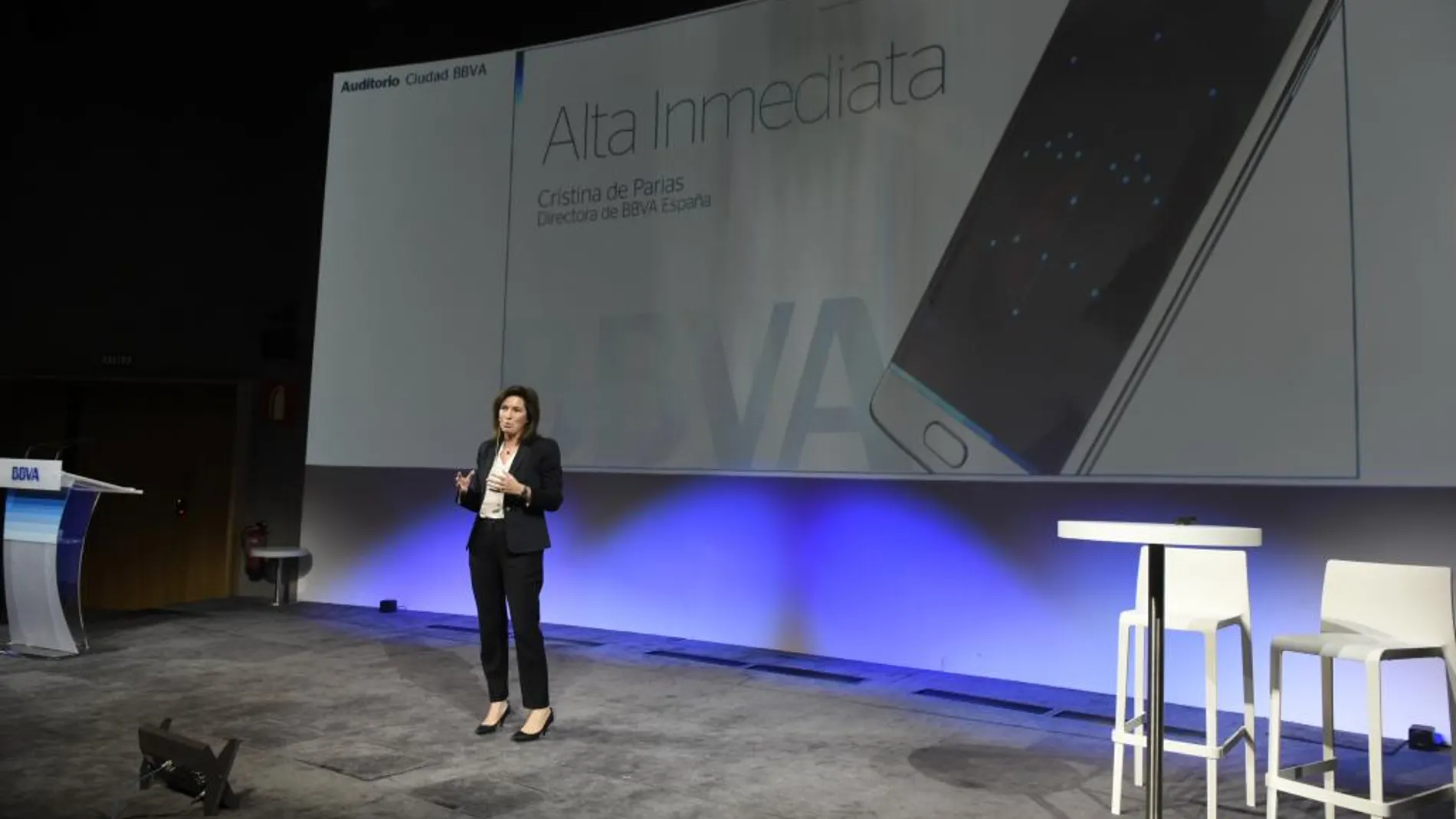Cristina de Parias, directora de BBVA España durante la presentación del servicio Alta Inmediata