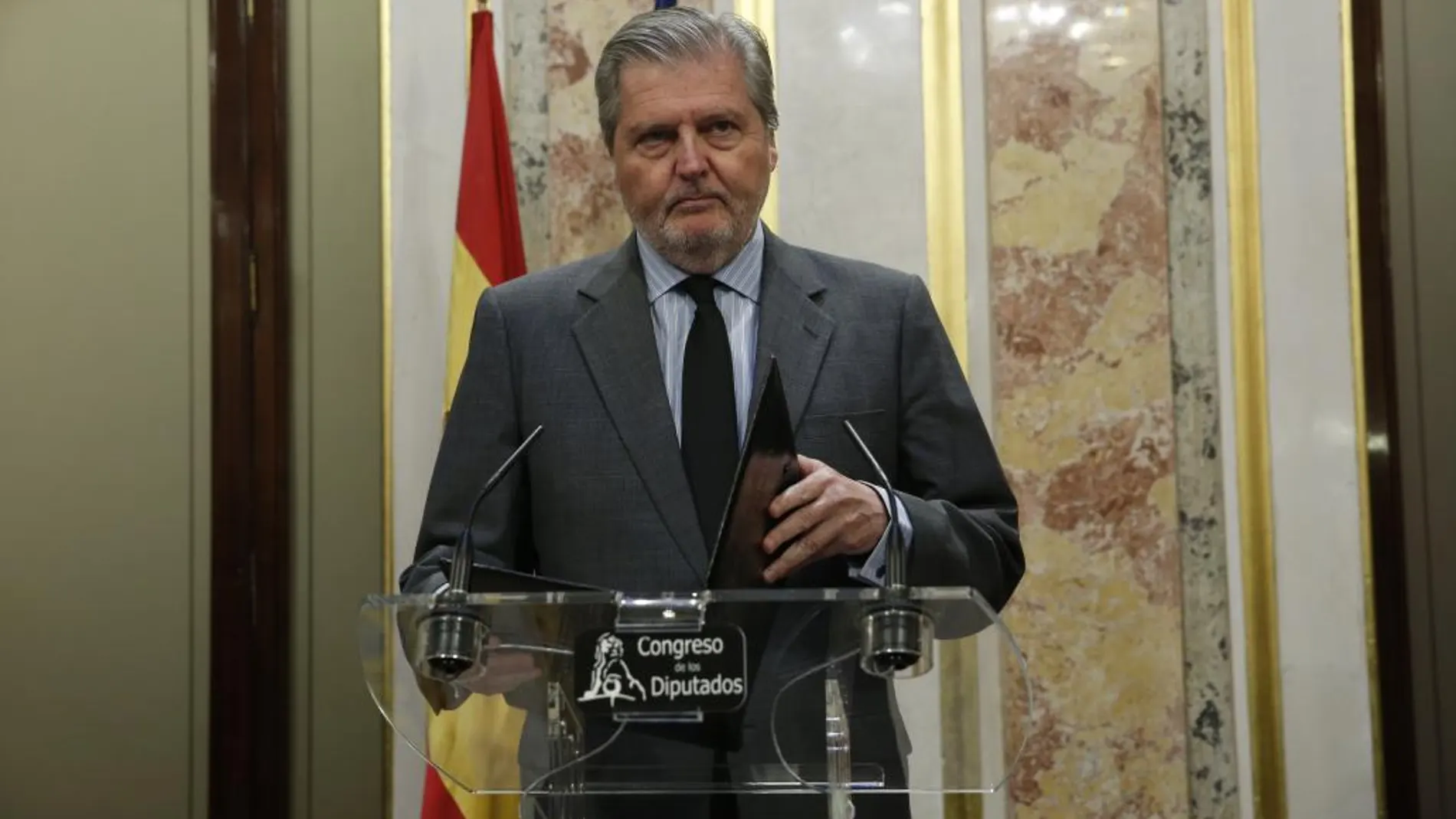 El portavoz del Gobierno, Iñigo Méndez de Vigo, durante su comparecencia