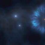 Imagen artística de las primeras supernovas de la Vía Láctea. La estrella Pristine 221.8781+9.7844 se formó a partir del material eyectado por estas primeras supernovas. Crédito: Gabriel Pérez, SMM (IAC)