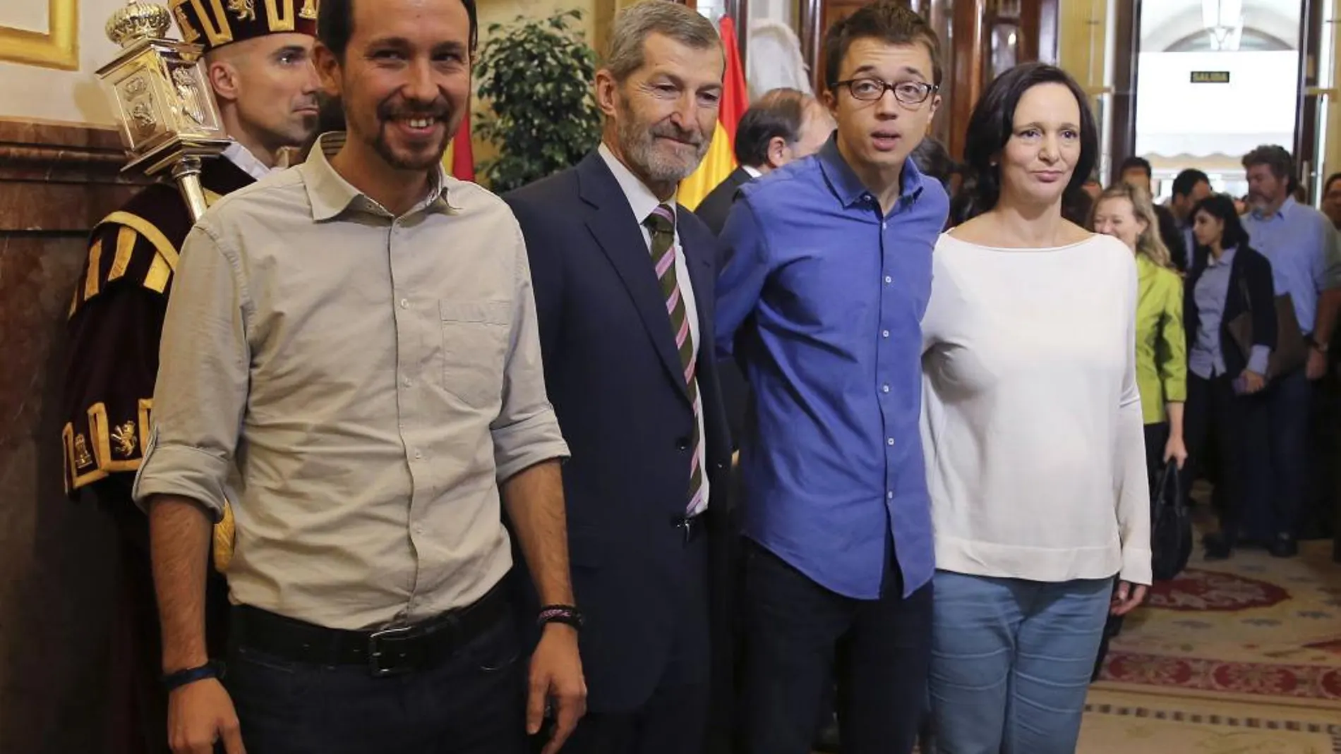 Pablo Iglesias, Julio Rodríguez, Íñigo Errejón y Carolina Bescansa, el año pasado.