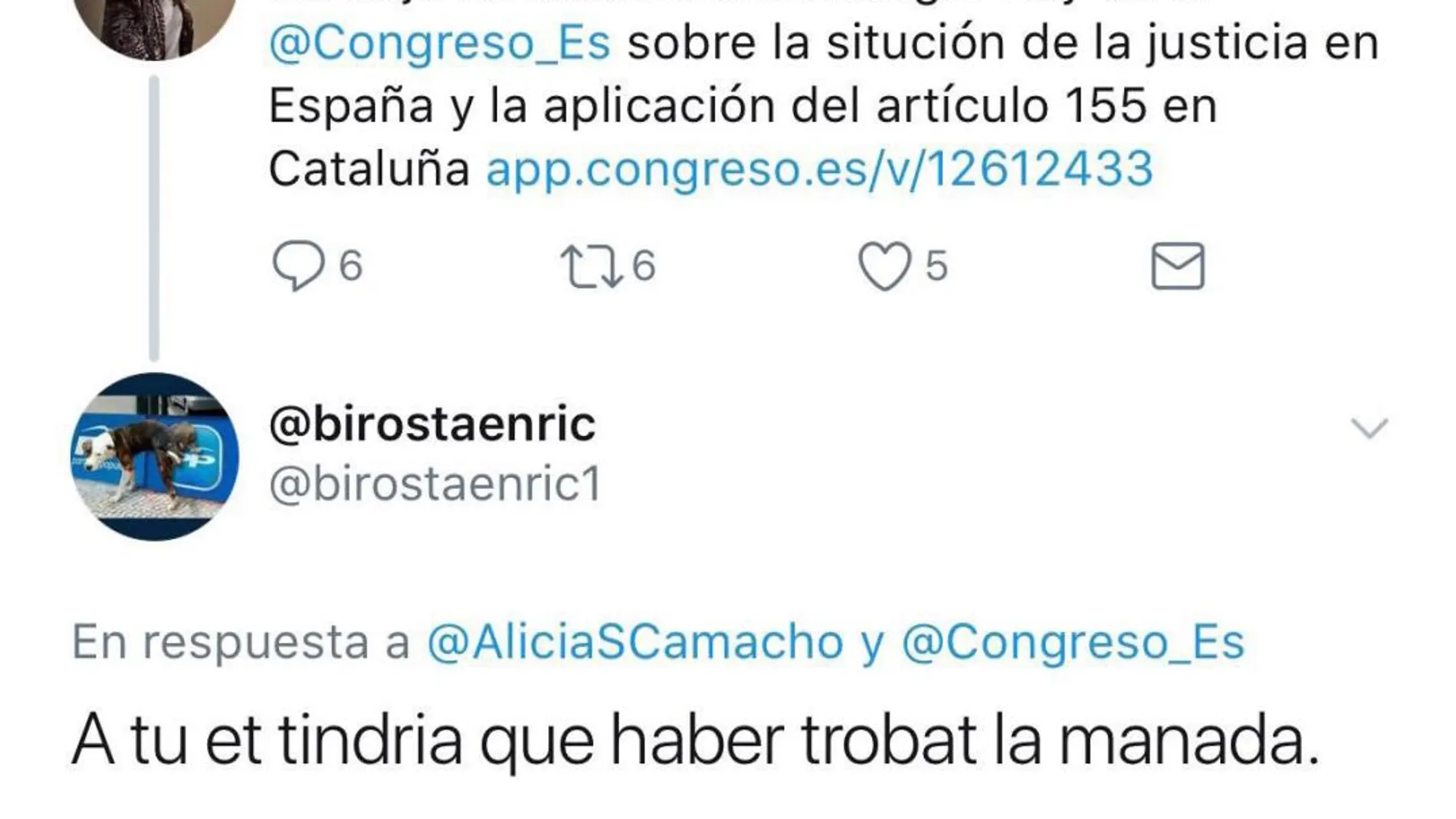 Un independentista a Alicia Sánchez-Camacho: «Te tendría que haber encontrado "La Manada"»