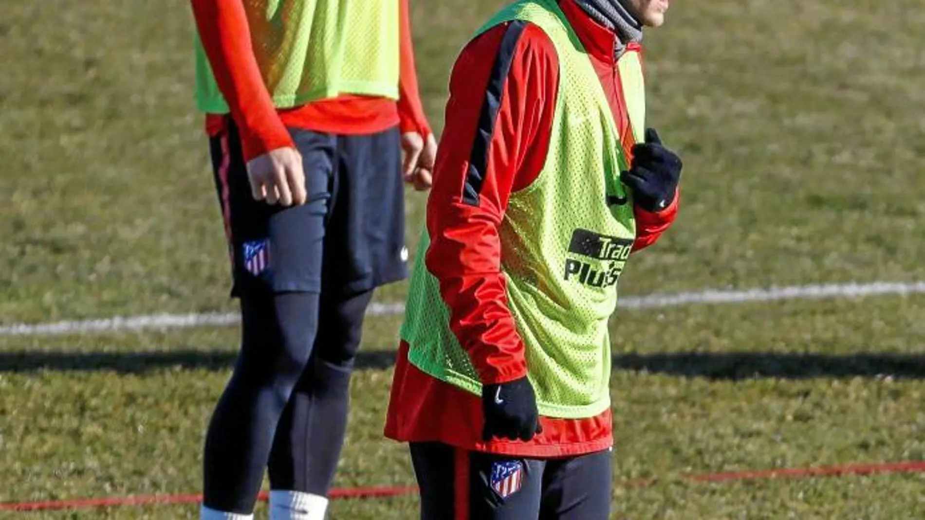 Torres y Griezmann, en el entrenamiento de ayer
