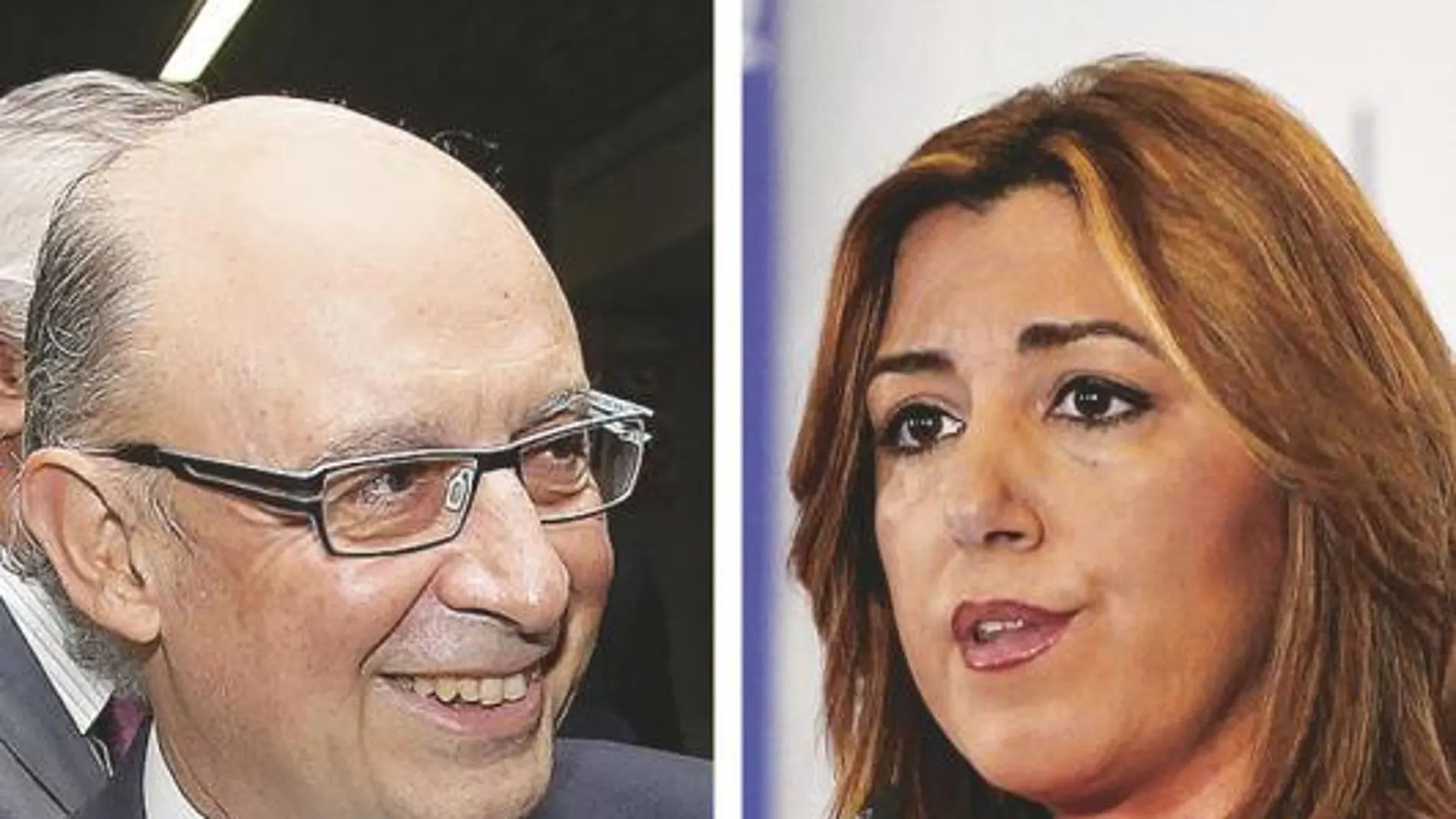 Cristóbal Montoro y Susana Díaz, ayer en sus respectivos actos