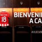 Imagen con la que el Atlético de Madrid anunció el regreso del hispanobrasileño
