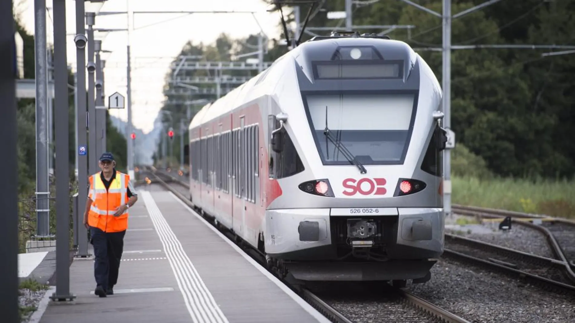 El tren permanece detenido en la estación de Salez-Sennwald