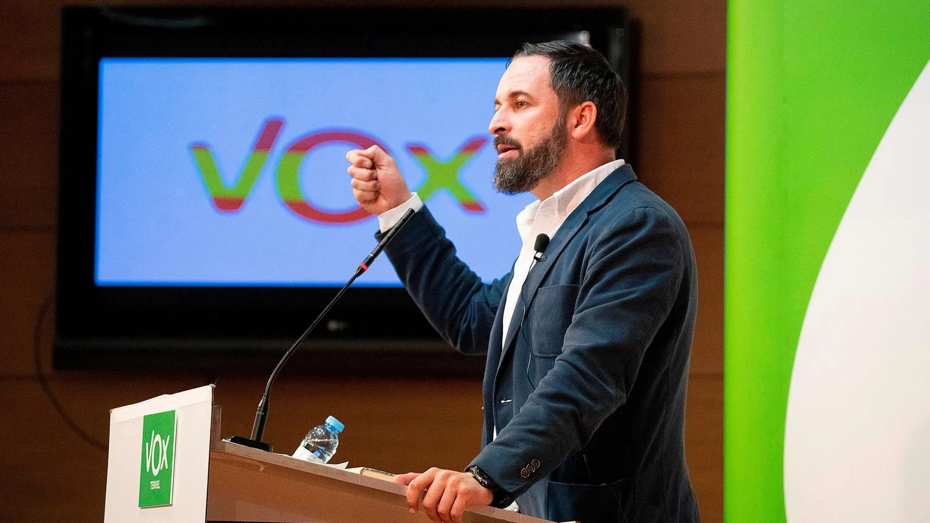 El presidente de Vox, Santiago Abascal, durante un acto en Teruel. EFE/ Antonio García
