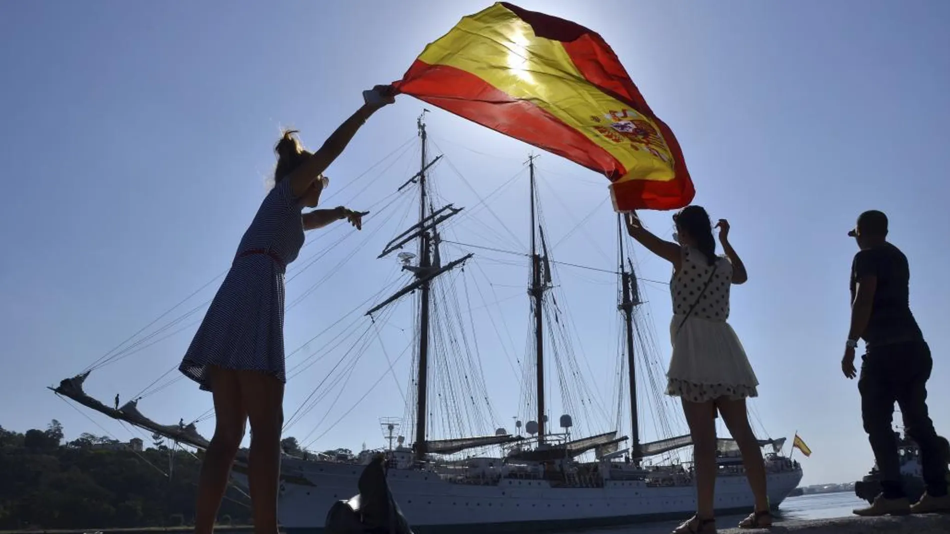 El buque escuela de la Armada española "Juan Sebastián Elcano"tras su estancia en Cuba