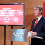 El presidente de la Comunidad de Madrid, Ángel Garrido, en la rueda de prensa posterior a la reunión del Consejo de Gobierno