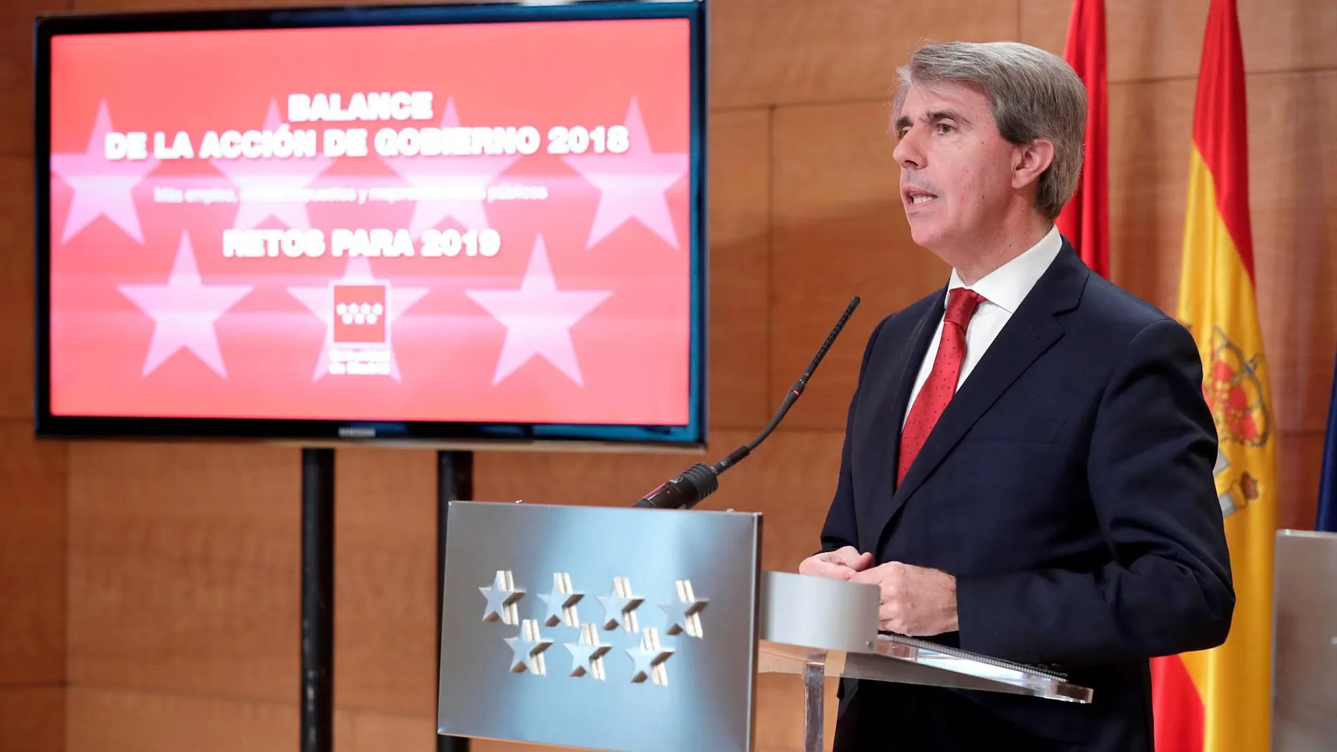 El presidente de la Comunidad de Madrid, Ángel Garrido, en la rueda de prensa posterior a la reunión del Consejo de Gobierno