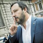 El líder de la Liga, Matteo Salvini, ayer, a la salida de la reunión con el M5E