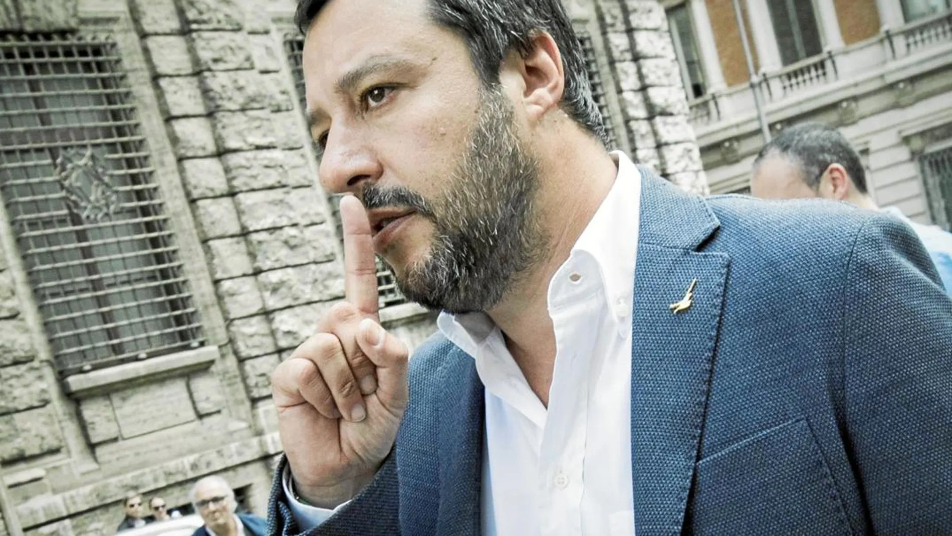 El líder de la Liga, Matteo Salvini, ayer, a la salida de la reunión con el M5E