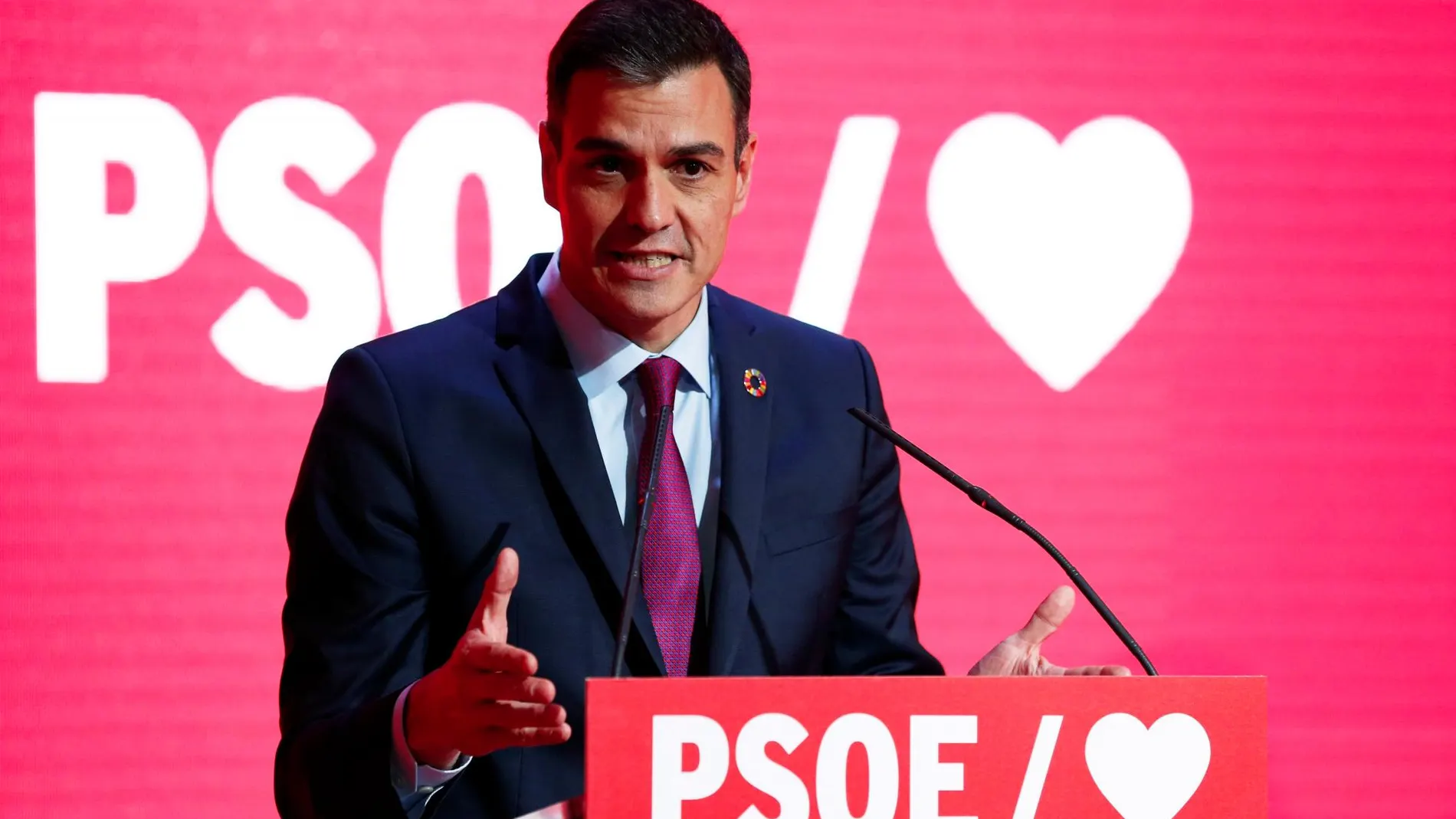 El presidente del Gobierno, Pedro Sánchez, durante la presentación de la precampaña del PSOE
