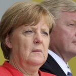 La canciller alemana y presidenta de la Unión Cristianodemócrata (CDU), Angela Merkel, asiste a un acto electoral celebrado en Cuxhaven, Alemania