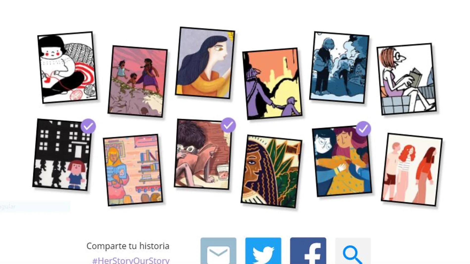 Las portadas de las 12 historias de mujeres en el doodle de Google