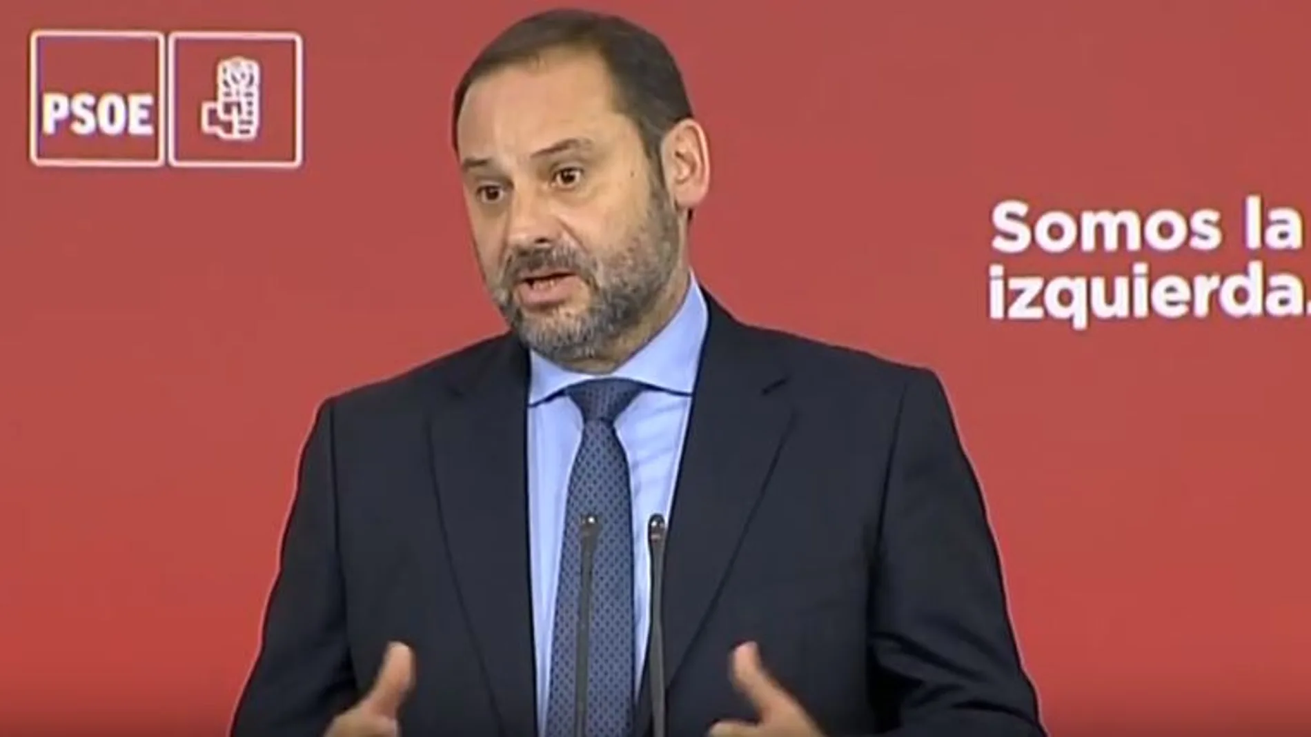 El secretario de Organización del PSOE, José Luis Ábalos, durante la rueda de prensa