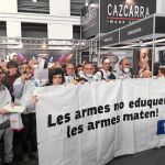Imagen de la protesta de la plataforma «desmilitaricemos la educación» en 2017