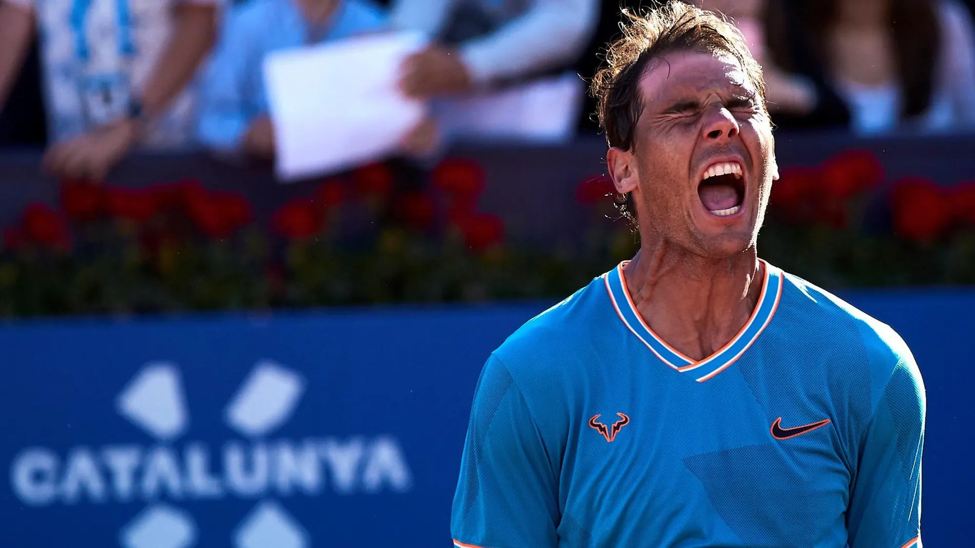 El tenista Rafa Nadal celebra su victoria en cuartos de final del Godó