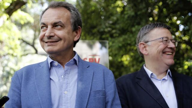 El expresidente del Gobierno, José Luis Rodríguez Zapatero, ayer junto a Ximo Puig